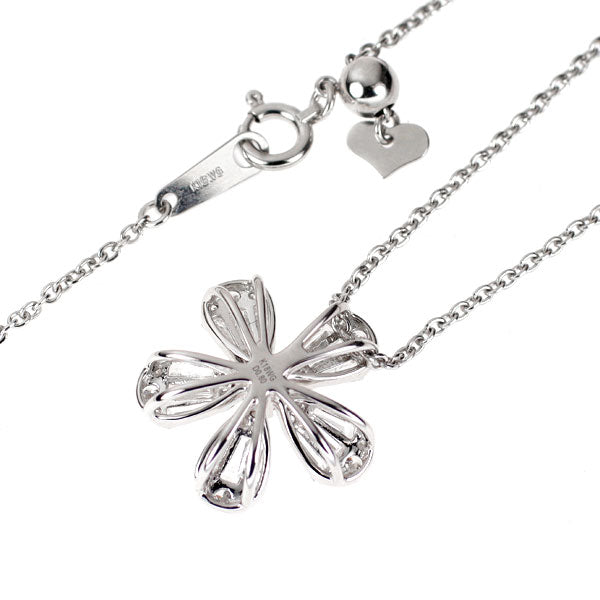 K18WG ダイヤモンド ペンダントネックレス 0.80ct フラワー