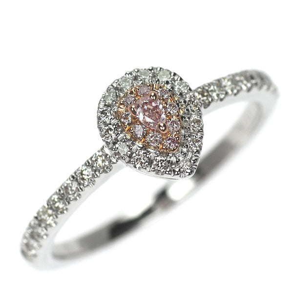 Pt900/ K18PG 天然ピンク/カラーレス ダイヤモンド リング 0.036ct PD0.03ct D0.23ct 希少