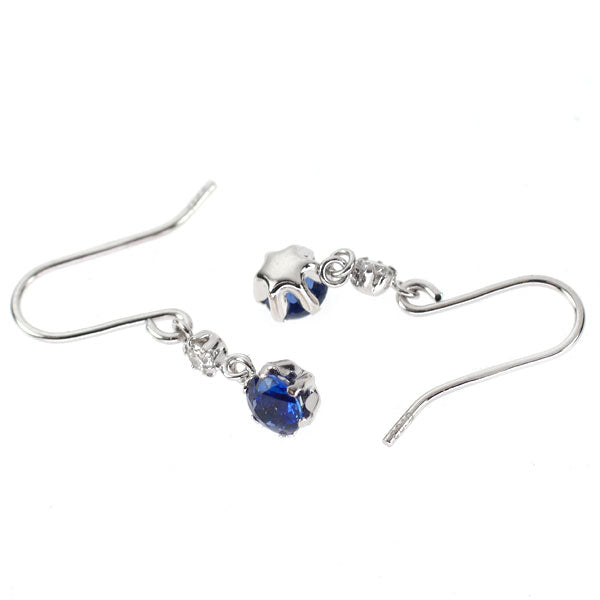 K18WG サファイア ダイヤモンド ピアス 0.40ct D0.06ct