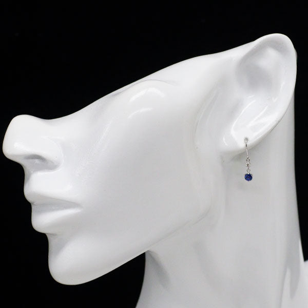 K18WG サファイア ダイヤモンド ピアス 0.40ct D0.06ct