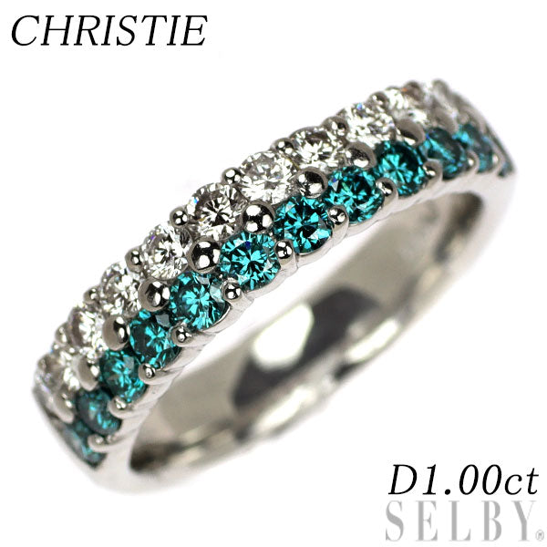 CHRISTIE/クリスティ Pt900 トリートブルー/カラーレス ダイヤモンド リング 1.00ct