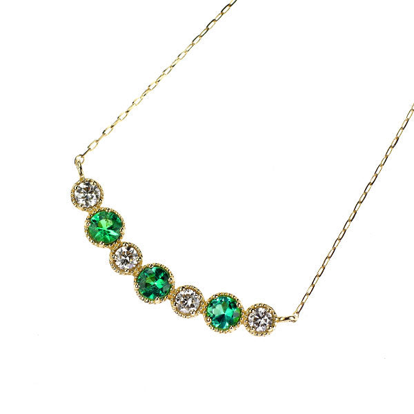 K18YG エメラルド ペンダントネックレス 0.25ct D0.20ct