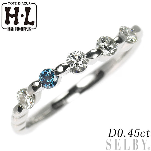 アッシュエル/H.L Pt900 カラーレス/トリートブルー ダイヤモンド リング 0.45ct