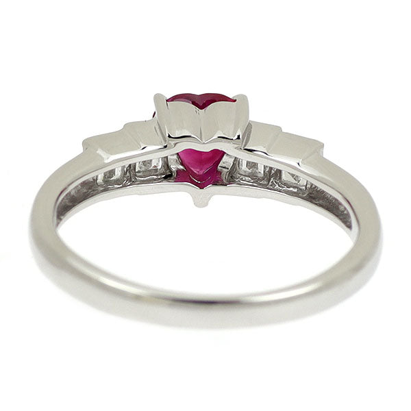 Pt900 ハートシェイプ ルビー ダイヤモンド リング 0.65ct D0.19ct
