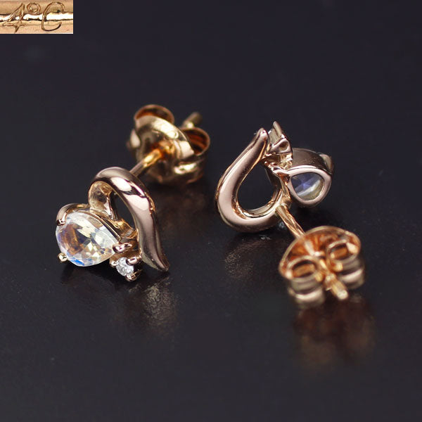 4℃ K18PG ラブラドライト ダイヤモンド ピアス