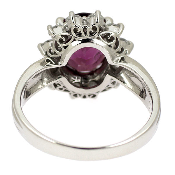 Pt900 ロードライト ガーネット ダイヤモンド リング 3.38ct D0.65ct