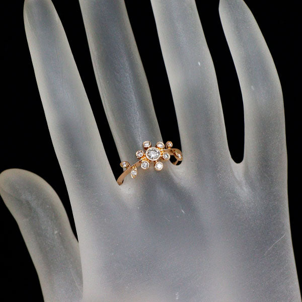 K18PG 天然ピンク/カラーレス ダイヤモンド リング 0.33ct フラワー