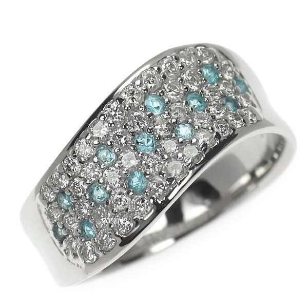 Pt900 パライバ トルマリン ダイヤモンド リング 0.16ct D0.58ct パヴェ