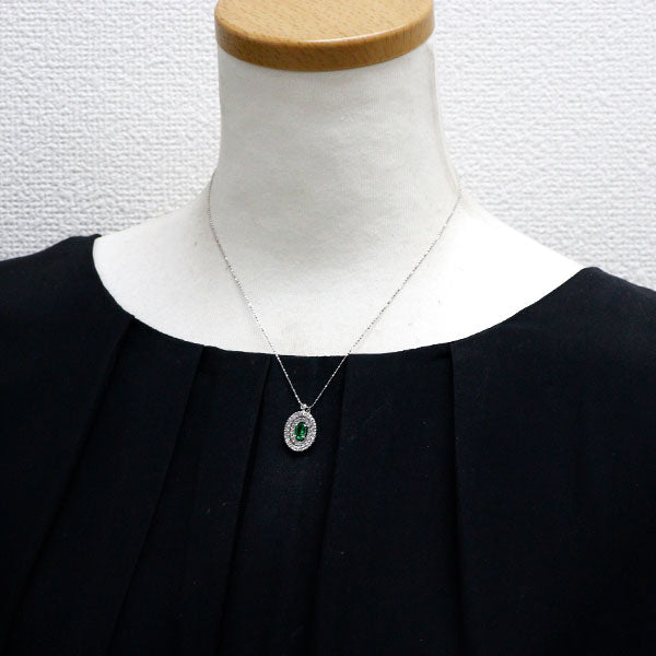 K18WG グロッシュラーライトガーネット ダイヤモンド ペンダントネックレス 0.57ct D0.50ct