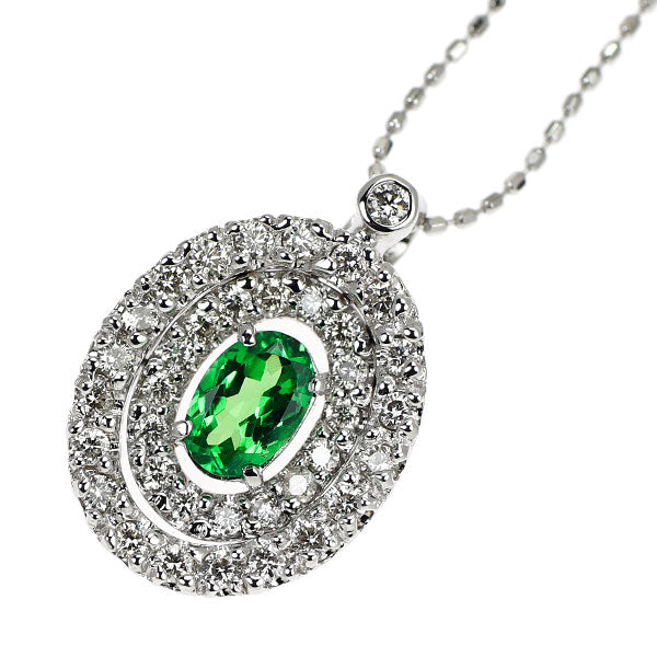 K18WG グロッシュラーライトガーネット ダイヤモンド ペンダントネックレス 0.57ct D0.50ct