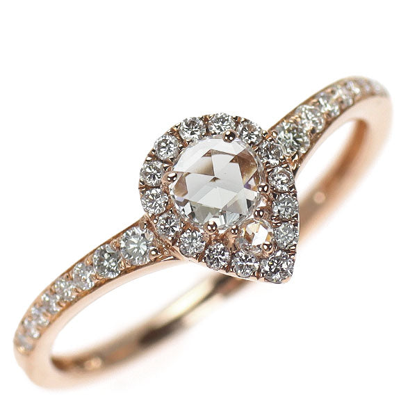 K18PG ローズカット/ラウンドブリリアント ダイヤモンド リング 0.40ct