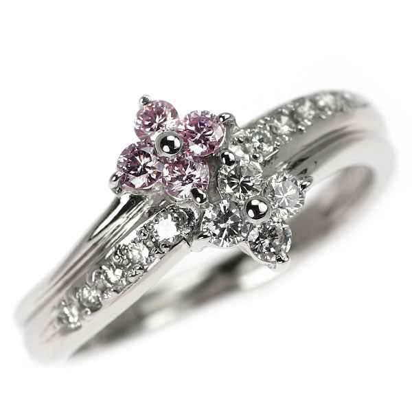 希少 Pt900 天然ピンク/カラーレス ダイヤモンド リング 0.34ct