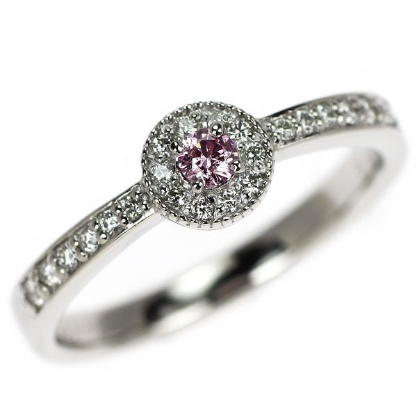 希少 Pt900 天然ピンクダイヤモンド リング 0.068ct D0.15ct