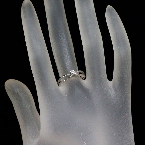 K18WG 天然ピンク/カラーレス ダイヤモンド リング 0.10ct 希少