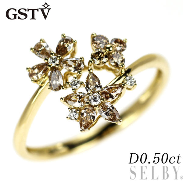 GSTV K18YG ダイヤモンド リング 0.50ct フラワー