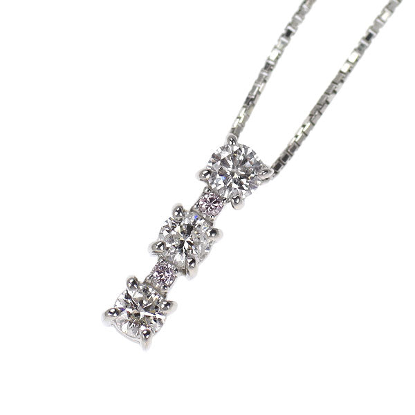 Pt900/ Pt850 天然ピンク/カラーレス ダイヤモンド ペンダントネックレス 0.30ct