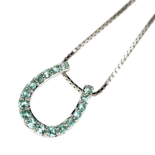 K18WG パライバ トルマリン ペンダントネックレス 0.17ct 馬蹄 ホースシュー