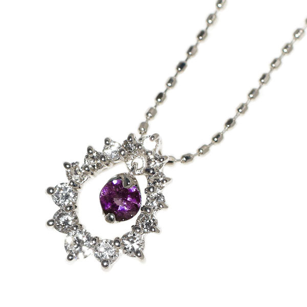 K18WG アレキサンドライト ダイヤモンド ペンダントネックレス 0.10ct D0.22ct 希少