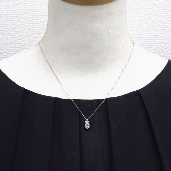 K18WG パライバ トルマリン ダイヤモンド ペンダントネックレス 0.10ct D0.17ct 希少