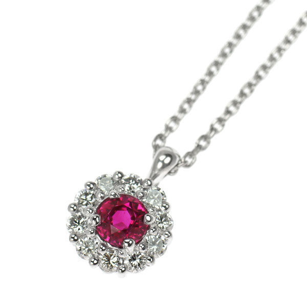 セイコー Pt900/ Pt850 ルビー ダイヤモンド ペンダントネックレス 0.26ct D0.20ct