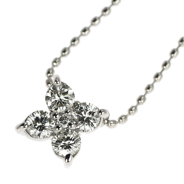 K18WG ダイヤモンド ペンダントネックレス 0.30ct フラワー
