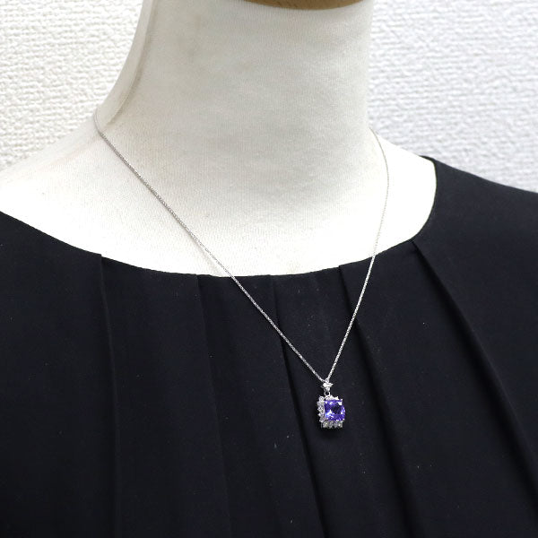 Pt900/K18WG タンザナイト ダイヤモンド ペンダントネックレス 2.70ct D0.61ct