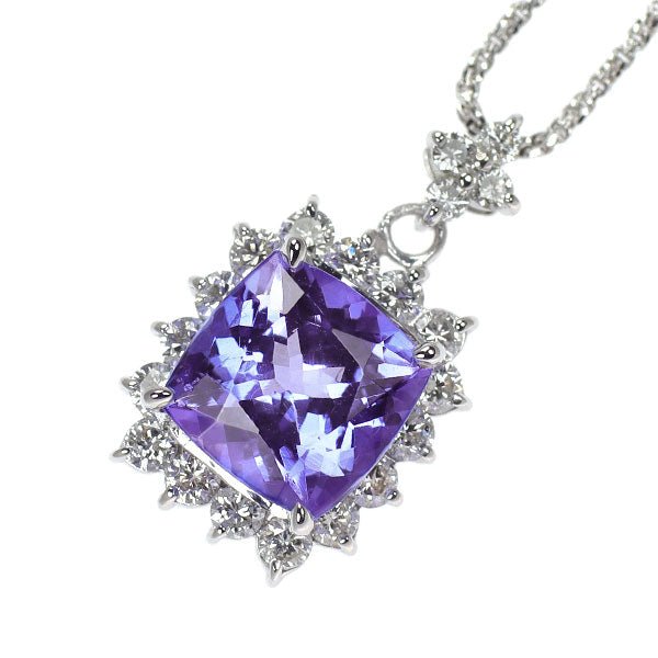 Pt900/K18WG タンザナイト ダイヤモンド ペンダントネックレス 2.70ct D0.61ct