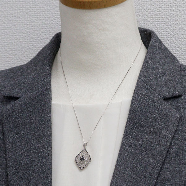 K18WG ブラック/カラーレス ダイヤモンド ペンダントネックレス 0.63ct