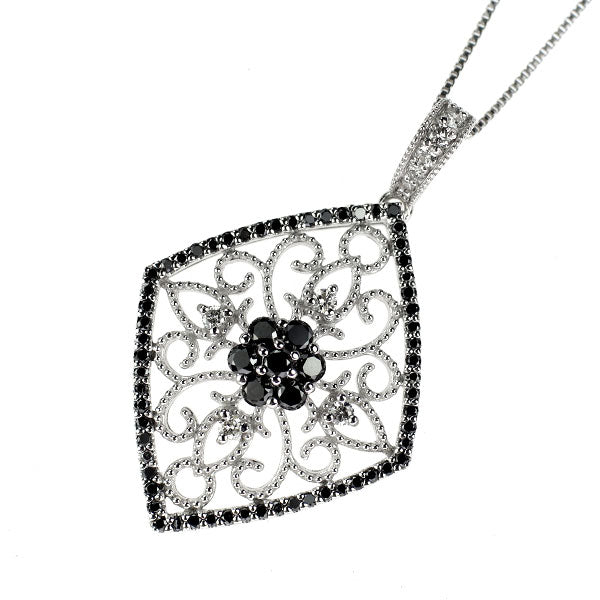 K18WG ブラック/カラーレス ダイヤモンド ペンダントネックレス 0.63ct