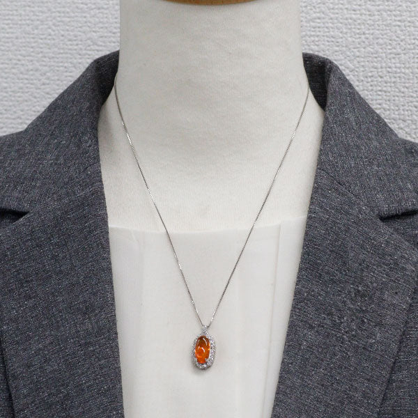 Pt900/ Pt850 ファイアー オパール ダイヤモンド ペンダントネックレス 2.75ct D0.80ct