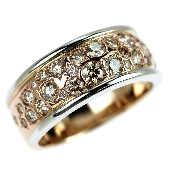 カシケイ/三越 K18WG/PG ブラウンダイヤモンド リング 1.47ct メランジェ