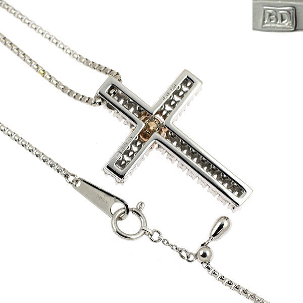 カシケイ/Kashikey K18PG/Pt900 ダイヤモンド ペンダントネックレス 0.51ct D1.00ct クロス