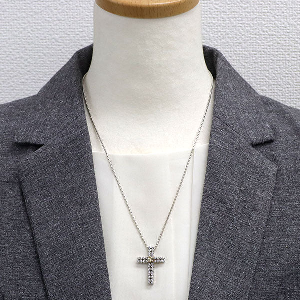 カシケイ/Kashikey K18PG/Pt900 ダイヤモンド ペンダントネックレス 0.51ct D1.00ct クロス