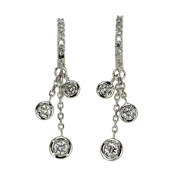 K18WG ダイヤモンド ピアス 0.30ct フープ