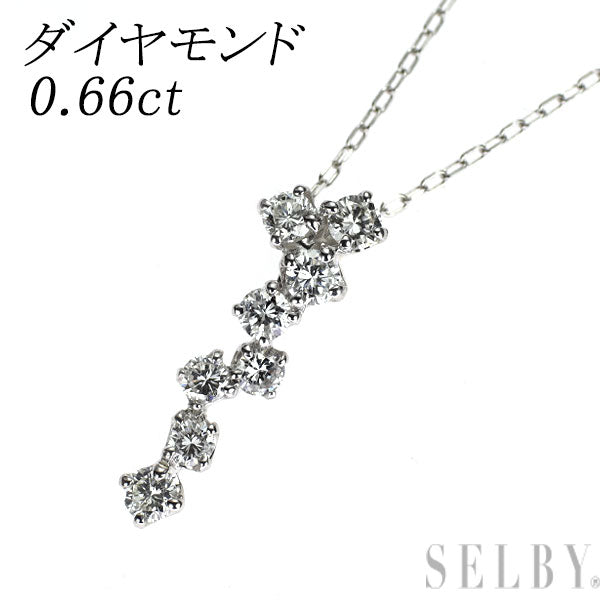 K18WG/ Pt900 ダイヤモンド ペンダントネックレス 0.66ct