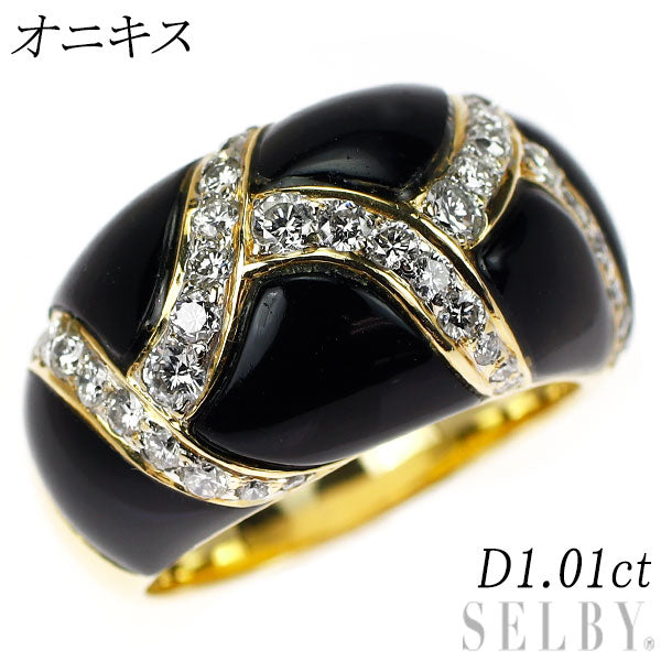 K18YG/WG オニキス ダイヤモンド リング D1.01ct