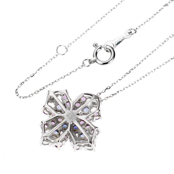 K18WG カラーサファイア ダイヤモンド ペンダントネックレス 0.70ct D0.14ct クロス