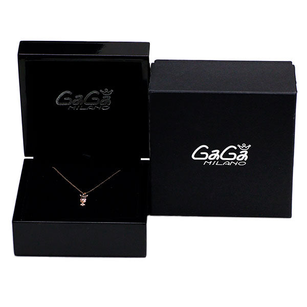 ガガミラノ K10PG ピンク サファイア ダイヤモンド ペンダントネックレス 0.03ct D0.04ct クラウンスカル
