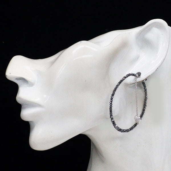 K18WG ブラックダイヤモンド ピアス 11.60ct D0.80ct 2Way