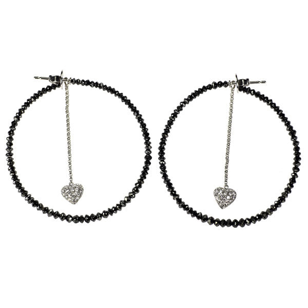 K18WG ブラックダイヤモンド ピアス 11.60ct D0.80ct 2Way