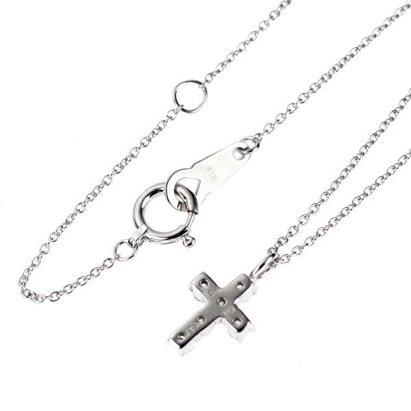 K18WG ダイヤモンド ペンダントネックレス 0.21ct クロス