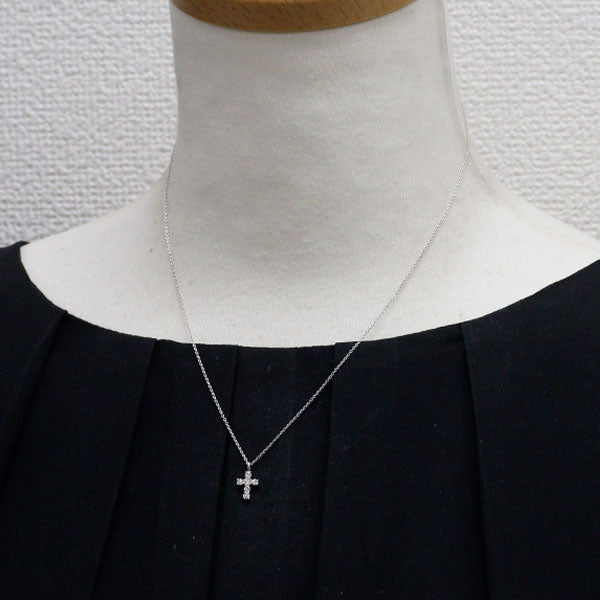 K18WG ダイヤモンド ペンダントネックレス 0.21ct クロス