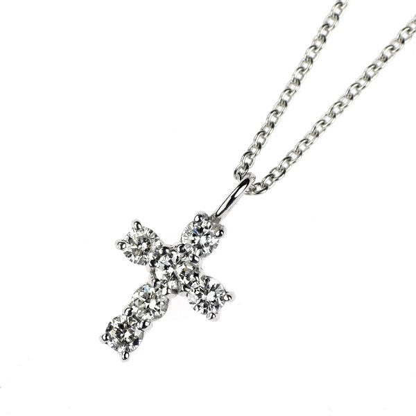 K18WG ダイヤモンド ペンダントネックレス 0.21ct クロス