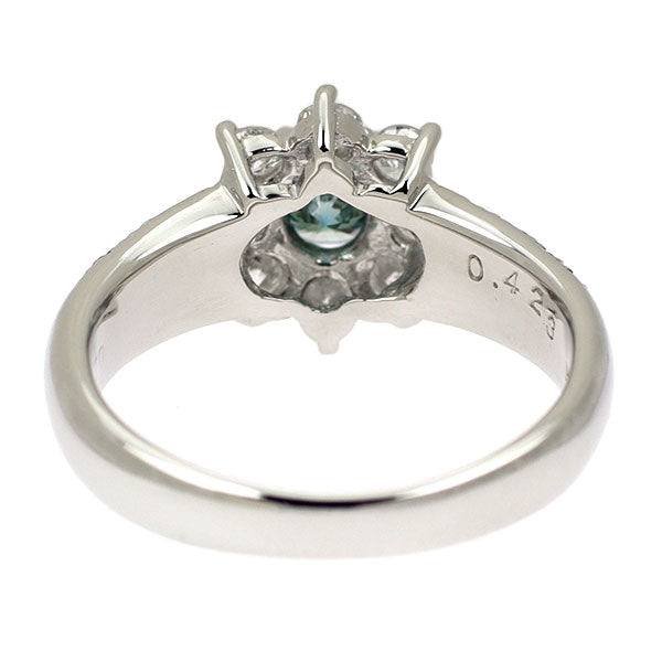 Pt900 トリートブルーダイヤモンド リング 0.423ct D0.70ct