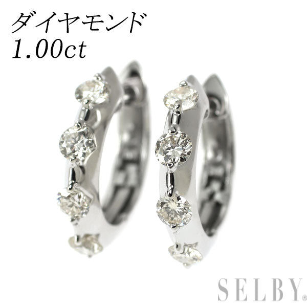 K18WG ダイヤモンド フープ ピアス 1.00ct