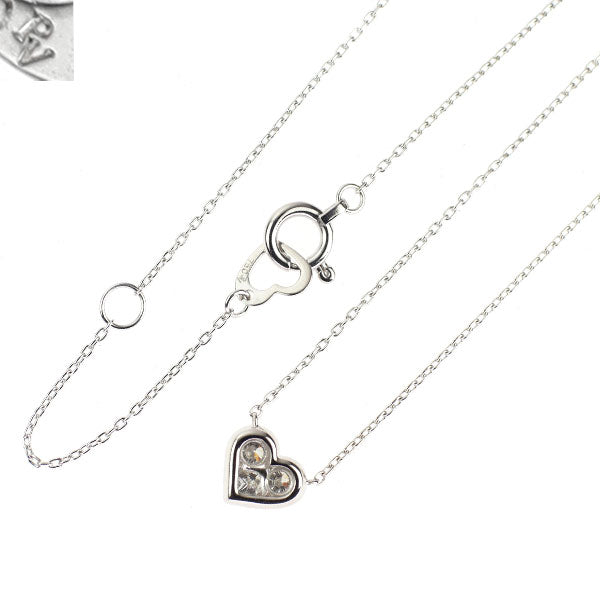 ポンテヴェキオ K18WG ダイヤモンド ペンダントネックレス 0.16ct ハート 引き輪社外