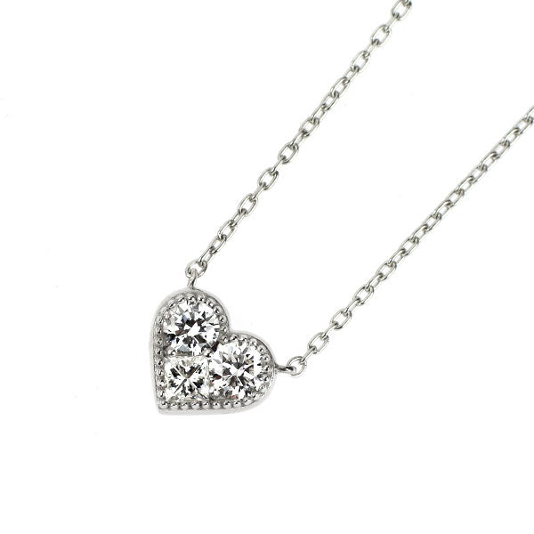 ポンテヴェキオ K18WG ダイヤモンド ペンダントネックレス 0.16ct ハート 引き輪社外