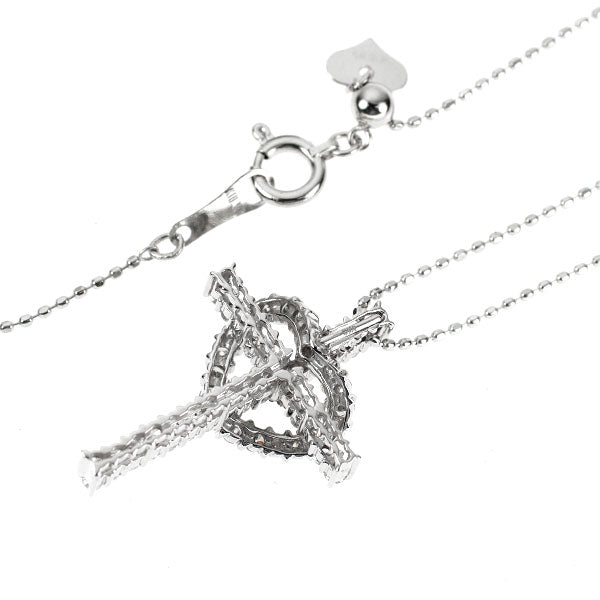 K18WG ダイヤモンド ペンダントネックレス 0.50ct クロス ハート