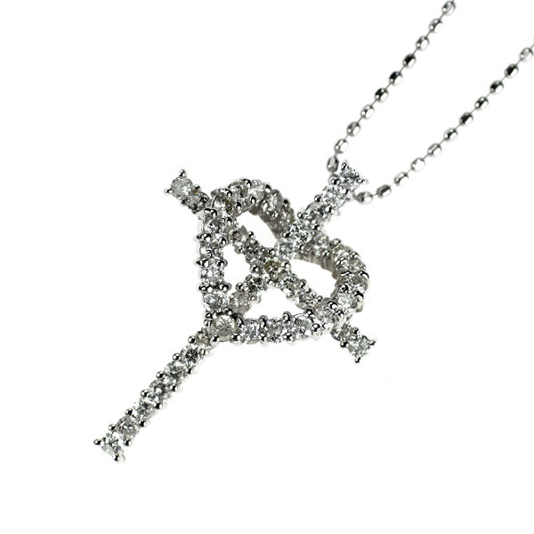 K18WG ダイヤモンド ペンダントネックレス 0.50ct クロス ハート
