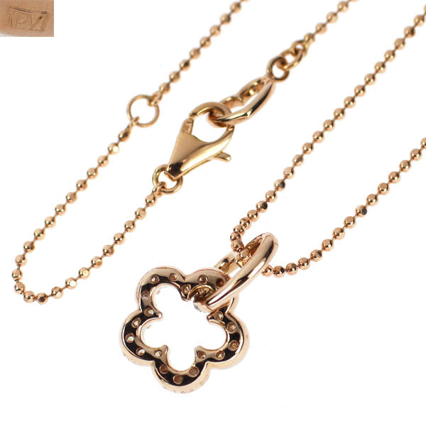 ポンテヴェキオ K18PG ダイヤモンド ペンダントネックレス 0.12ct フラワー ハート